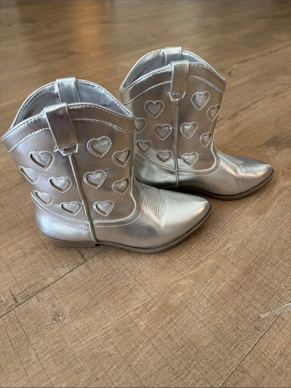 Tucker + Tate Silver Heart Cowgirl Boots - Metallic Western Style
